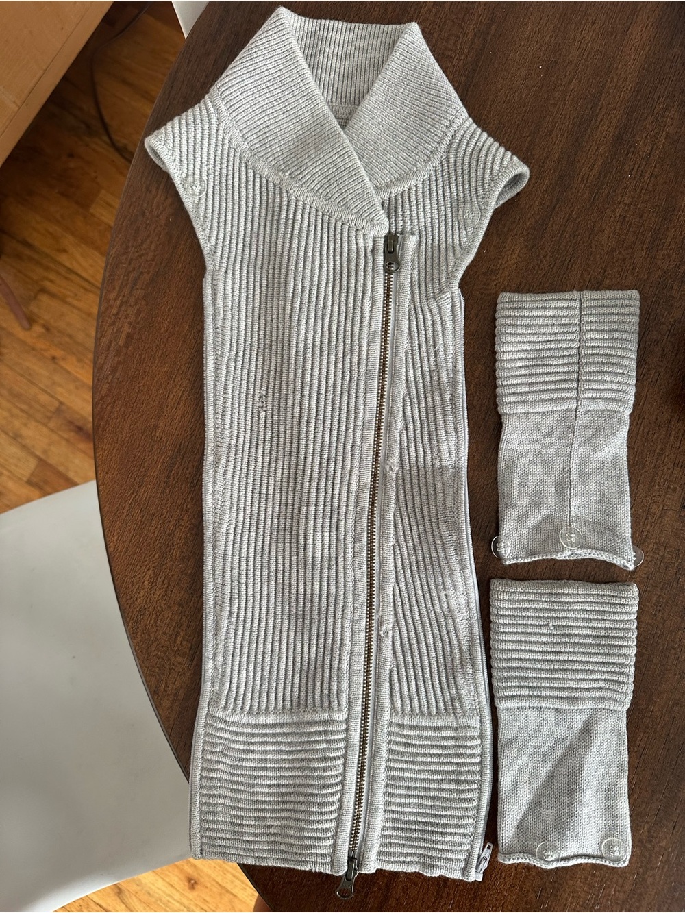 Veronica Beard Ottoman Dickey Jacket Insert — Gray Ribbed Wool, Sz 00-14
